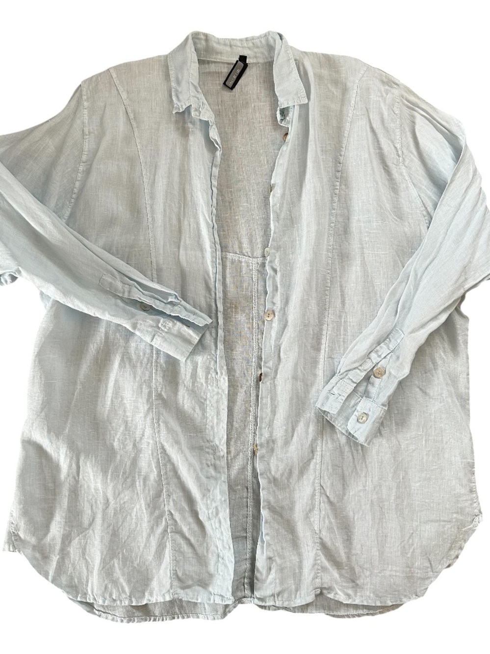 Light Blue Linen Oversized Button-Up Shirt